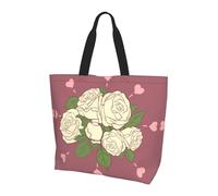 Blooming Daffodils Printed tote bag, shoulder bag, suitable for travel, beach, and everyday shopping., White Rose of Love, One Size