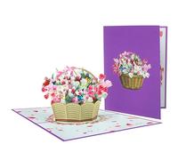 Blooming Elegance Tulip Basket 3D Pop Up Greeting Card