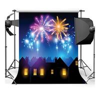Blooming Fireworks in City Night Photography Backgrounds Customized Celebrating Photoshoot Backdrops for Photo Studio (Color : D, Size : 100cmX150cm 3X5ft) (D 150cmX220cm 5x7ft)