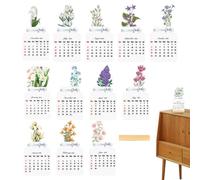 Blooming Flower Calendar Card - Desk Calendar 2025, 2025 Bloomy Flowers Desk - Stylish Design Tabletop Desk Calendar for Work Area, Living Room, Bedroom, Apartment, Dormitory