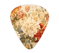 Blooming flower printed guitar picks, 12-piece set with thin, medium, and thick styles, comes with a storage case