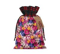 Blooming Flowers Printed drawstring gift bags color-blocked drawstring gift bags suitable for birthdays candy party decorations