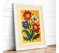 Blooming Folk Garden Botanical Framed Wall Art Print A1 (84.1×59.4cm) White, Wall Decor for Living Room, Bedroom, Office & Home, Ready to Hang, Art Gift
