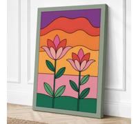 Blooming Folk Garden Canvas Wall Art Print 24x16 Inch