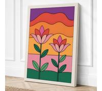 Blooming Folk Garden Canvas Wall Art Print 24x16 Inch