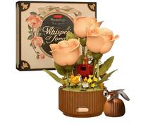 Blooming Garden Kiss - 3D Pop-Up DIY Dynamic Flower Bouquet, Forever Bloom Blocks 3D-Puzzle,Magic Blooming Flower Building Block,Rose Motion Flowers Bouquet Building Blocks, Valentine's Day Gifts (A1)