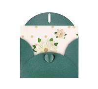 Blooming Hexagonal White Greeting Cards For All Occasions - Blank Greeting Cards With Envelopes, Holiday Cards 4x6 Inches (Horizontal) Dark Green