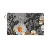Blooming Hibiscus Flowers Coin Purse with Key Ring Cute Change Purse Travel Portable Keychain Wallet with Zipper for Women Men, style, One Size, Floral