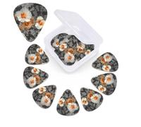 Blooming Hibiscus Flowers Guitar Picks 12 Pcs, 3 Different Thickness Celluloid Plectrum for Bass Electric Acoustic Guitars Ukulele Accessories Gift for Men Women (0.46mm, 0.71mm, 0.96mm)