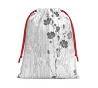 Blooming Hibiscus Flowers Printing Soft Drawstring Gift Bag With Red Ribbon Durable For Christmas Halloween For Adults Gifting