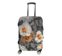Blooming Hibiscus Flowers Suitcase Covers Luggage Protector - Travel Elastic Baggage Case Protective, Washable Anti-scratch Large Suit Case Cover for Suitcases Fits 19-32 Inch Luggages, white, L