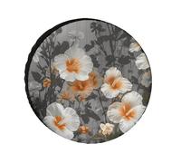 Blooming Hibiscus Flowers Universal Waterproof Trailer Tire Cover, Trailer Wheel Cover, Custom Travel Wheel Protectors for Trailers, Trucks, RVs