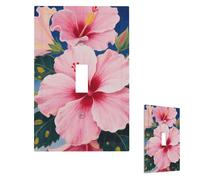 Blooming Hibiscus Wall Plate Cover Modern Decorative 1 Gang Light Switch Cover Unbreakable Receptacle Outlet Covers For Living Room Bedroom Home Decor Single Toggle