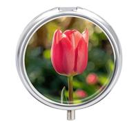 Blooming in The Garden Pill Box Cute Round Pill Case Portable Medicine Tablet Vitamin Holder Organizer for Purse Pocket