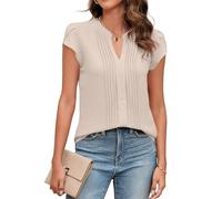 Blooming Jelly Womens Blouses Dressy Causal V Neck Pintuck Short Petal Sleeve Business Tops Ladies Summer 2024 Trendy Shirt