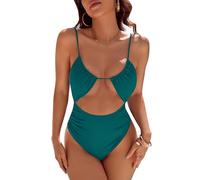 Blooming Jelly Womens One Piece Swimsuit Tummy Control Bathing Suit Sexy Flattering Cheeky High Cut Out Cute Ladies Swimwear, Cerulean Blue, Medium