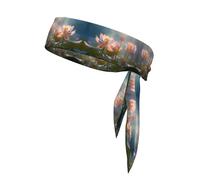 Blooming Lotus Patterned Sports Headscarf, Unisex, Sweat-Absorbing Headband for Tennis, Volleyball, Jogging, Yoga
