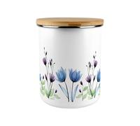 Blooming Lovely Flowers Storage Canister - Blue & Purple Floral Extra Large Enamel Kitchen Storage Container Gift
