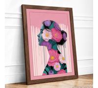 Blooming Mind Botanical Framed Wall Art Print A3 (42×29.7cm) Walnut, Wall Decor for Living Room, Bedroom, Office & Home, Ready to Hang, Art Gift