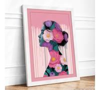 Blooming Mind Botanical Framed Wall Art Print A4 (29.7×21cm) White, Wall Decor for Living Room, Bedroom, Office & Home, Ready to Hang, Art Gift
