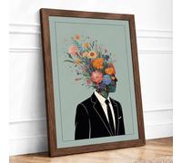 Blooming Mind Modern Framed Wall Art Print A2 (59.4×42cm) Walnut, Wall Decor for Living Room, Bedroom, Office & Home, Ready to Hang, Art Gift