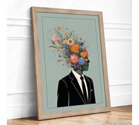 Blooming Mind Modern Framed Wall Art Print A3 (42×29.7cm) Oak, Wall Decor for Living Room, Bedroom, Office & Home, Ready to Hang, Art Gift