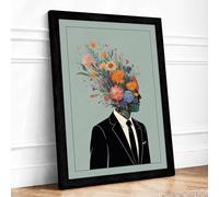 Blooming Mind Modern Framed Wall Art Print A4 (29.7×21cm) Black, Wall Decor for Living Room, Bedroom, Office & Home, Ready to Hang, Art Gift