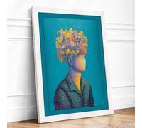 Blooming Mind Surreal Framed Wall Art Print A2 (59.4×42cm) White, Wall Decor for Living Room, Bedroom, Office & Home, Ready to Hang, Art Gift