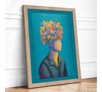 Blooming Mind Surreal Framed Wall Art Print A4 (29.7×21cm) Oak, Wall Decor for Living Room, Bedroom, Office & Home, Ready to Hang, Art Gift