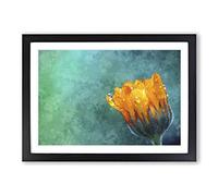 Blooming Orange Magnolia Flower Painting Framed Print | A2 Black Framed Wall Art | Ready to Hang | Modern Floral Picture | Living Room Bedroom Lounge Office