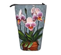 Blooming Orchids Expandable Stand Pencil Pouch, Multi-Design Oxford Fabric, Adjustable Height, Multi-Use Cosmetic Bag