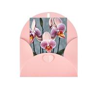 Blooming Orchids Greeting Card, 4x6 Inches, Heart-Shaped Envelope Packaging, #Suitable For All Occasions.