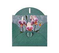 Blooming Orchids Greeting Cards For All Occasions - Blank Greeting Cards With Envelopes, Holiday Cards 4x6 Inches (Horizontal) Dark Green