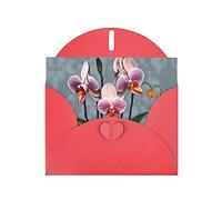Blooming Orchids Greeting Cards For All Occasions - Blank Greeting Cards With Envelopes, Holiday Cards 4x6 Inches (Horizontal) Red