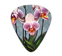 Blooming Orchids Guitar Plectrum Set Of 12, Including 3 Thicknesses Of Plectrums For Acoustic Guitars, &Ukuleles And More.