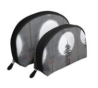 Blooming Orchids Moon Cosmetic Bag, Travel Makeup Pouch, Portable Waterproof Cosmetic Pouch for Girls Women., Moon Pine Tree, One Size