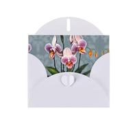 Blooming Orchids Pearlescent Greeting Cards - Horizontal All Occasion Cards with Envelopes, Elegant Shimmer Card for Birthday, Christmas, Blank Inside