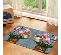 Blooming Orchids Pet absorbent leather tablecloth Pet bowl mat suitable for dogs or cats