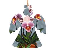 Blooming Orchids Printed Christmas Wooden Pendants, Simple and Environmentally Friendly, Holiday Decorations。
