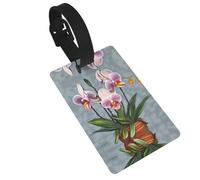Blooming Orchids Printed Luggage Tagsâ€“Essential Travel Items for Privacy Protection, Durable PVC Luggage Accessories