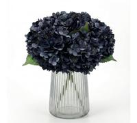 Blooming Paradise 6PCS Artificial Fake Flowers Plants Silk Hydrangea 1 Flower Head Arrangements Wedding Bouquets Decorations Plastic Floral Table Centerpieces Home Kitchen Garden (Black Grey)