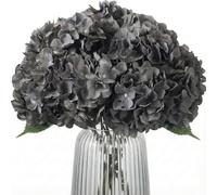 Blooming Paradise Artificial Silk Hydrangea for Wedding Flower Arrangements Home Kitchen Garden Party Festival Bar Decorations (Gray, 5 Flower Heads)