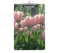 Blooming Peach Tulips Clipboard 8.5×12.5 Inch Acrylic Clip Board with Metal Clip A4 Letter Size Decorative Clipboard Cute Hanging Clipboards for Office, Teacher, Nurse, Doctor,