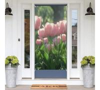 Blooming Peach Tulips Door Banners for Front Doors, Spring Summer Decorative Door Cover Welcome Porch Banner Decoration Hanging Wall Background for Party Supplies Indoor Outdoor Home Decor