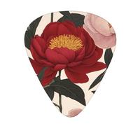 Blooming Peonies guitar pick set, 3 different thicknesses, 12 pieces for a variety of instruments