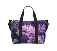 Blooming Purple Flowers Print Duffle Bag for Travel Foldable Carry-On Travel Bag, Luggage Flight Bags Weekend Bag for Women and Men