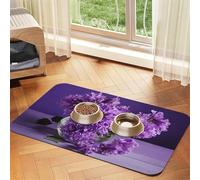 Blooming Purple Flowers Print Pet Absorbent Leather Tablecloth Perfect for Dogs, Cats, and Other Pets