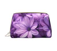 Blooming Purple Flowers Printed Cosmetic Bags for Women Mom, Small PVC Leather Travel Makeup Bag Cute Gifts Toiletry Bag with Zipper