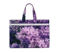 Blooming Purple Flowers Printed Document Bag Teacher Canvas File Tote Bag Pouch for Work, Casual Handbag for Office School Travel Beach