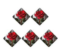 Blooming Red Rose Car Air Freshener Hanging Incense Chips 5 Pack Automotive Scented Hanging Sheets for Car Home Auto Interior Decor Rhombus,black-style